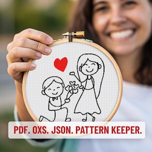 Cute Wedding mini cross stitch pattern, Heart cross stitch PDF. Modern simple cross stitch, Valentine’s Day Cross Stitch, pattern keeper