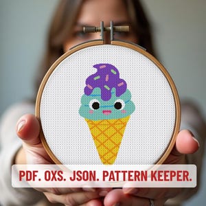 Patrón de punto de cruz de helado en PDF Punto de cruz, Patrón PDF, Fácil, Principiante, Descargar Punto de cruz moderno Punto de cruz de verano,