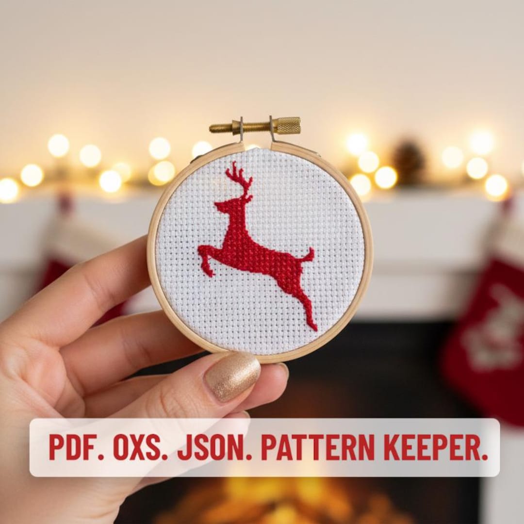 Christmas Deer Cross Stitch, Christmas Cross Stitch Pattern, Small ...