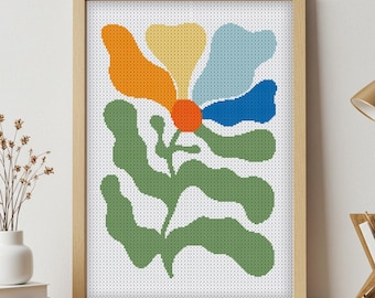 Minimal Flower cross stitch pattern , flowers Cross stitch pdf, Flower cross stitch retro, Boho Cross stitch patterns, Folk cross stitch,