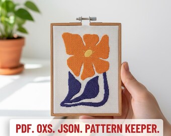 Vase and Flower Cross Stitch, flowers Cross stitch pdf, Flower cross stitch retro, Boho Cross stitch patterns modern cross stitch