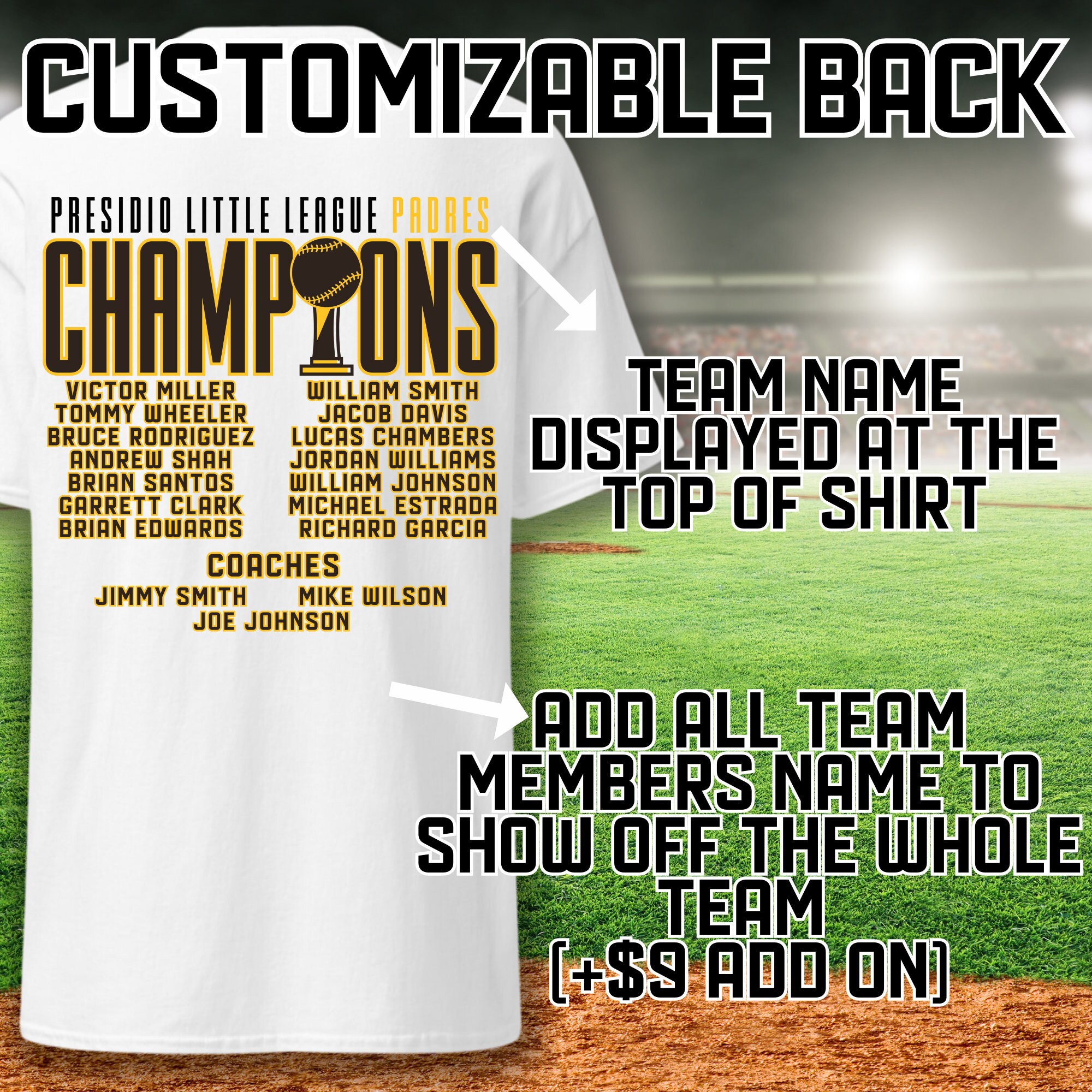 Custom Little League Champions Tshirt, Little League Team Gift