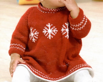 Sweter i sukienka dla dzieci DK Wzór do robienia na drutach PDF Cyfrowy Natychmiastowe pobieranie 3 miesiące -4 lata 41-61 cm 16-24 Tylko po angielsku