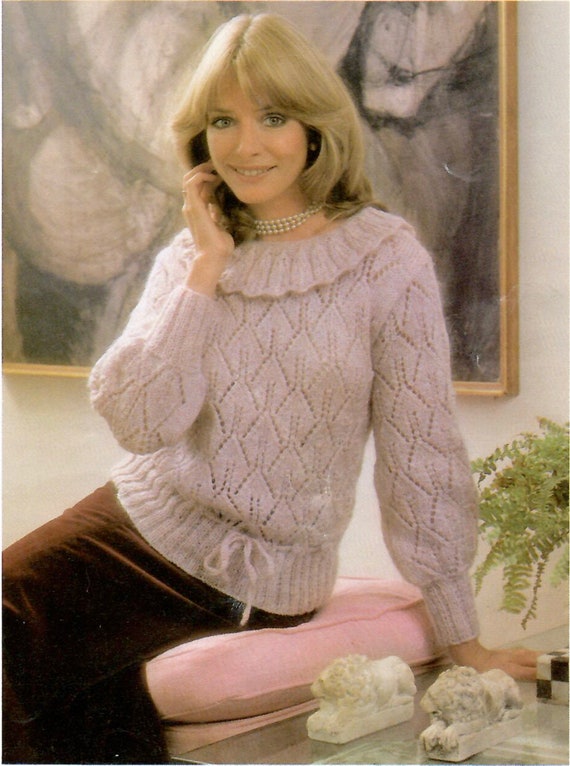 Ladies Women Fancy Stitch Jersey Pullover Knitting Pattern PDF Digital Instant Download to fit bust 86/91 [97/102]cm English Only