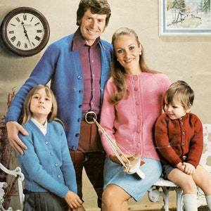 Family DK Cardigans V Neck Round Neck Knitting Patterns PDF Instant Download to fit sizes 22&quot;-44&quot; English Only