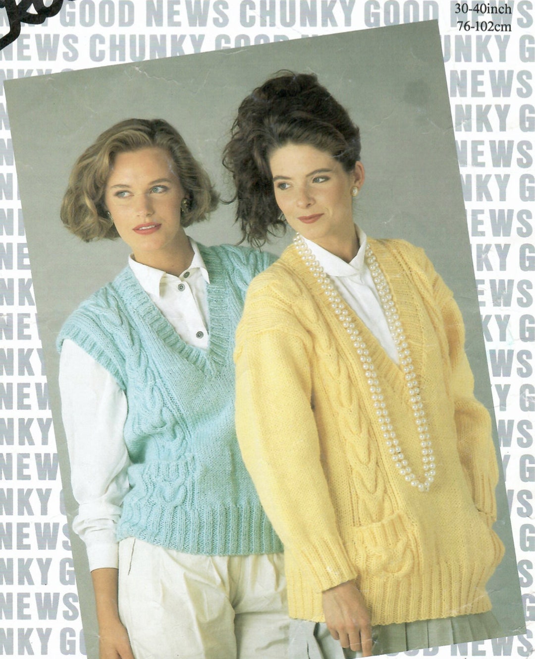 Ladies Sweater and Slipover Vintage Knitting Pattern PDF