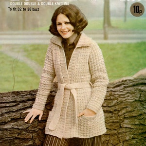 Ladies Women Long Jacket Cardigan DK Knitting Pattern PDF Digital Instant Download to fit 32-38 bust English Only