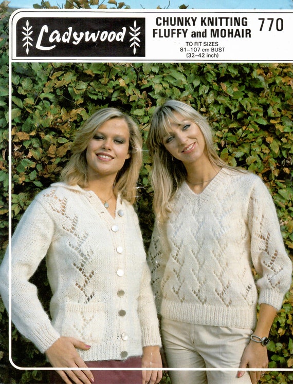 Ladies Chunky Knit V Neck Sweater and Cardigan PDF Instant