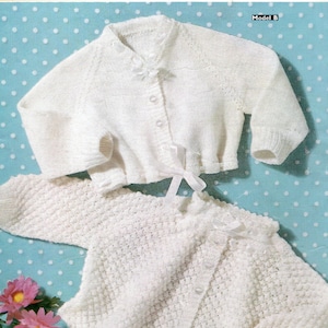 Baby 4 Ply Matinee Coats 0 - 3 months Vintage Knitting Pattern PDF Instant Download English Only