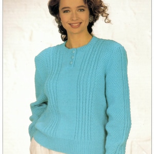 Ladies Women Classic Sweater DK Vintage Knitting Pattern PDF Instant Download to fit 30-40&quot; 76-102cm English Only