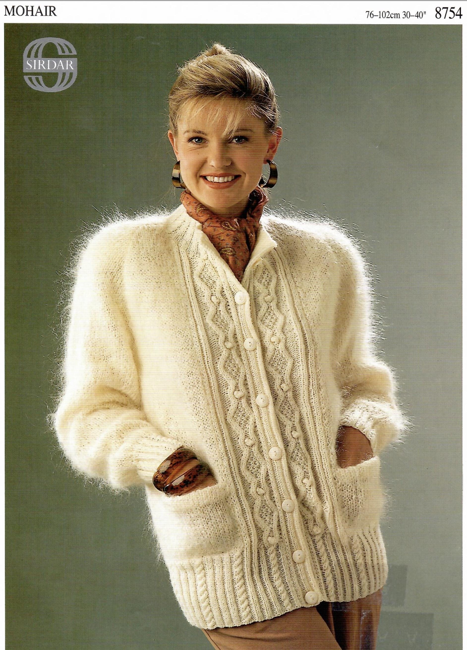 Vintage Knitting Pattern Ladies Sirdar Jacket Aran Panels (PDF Download ...