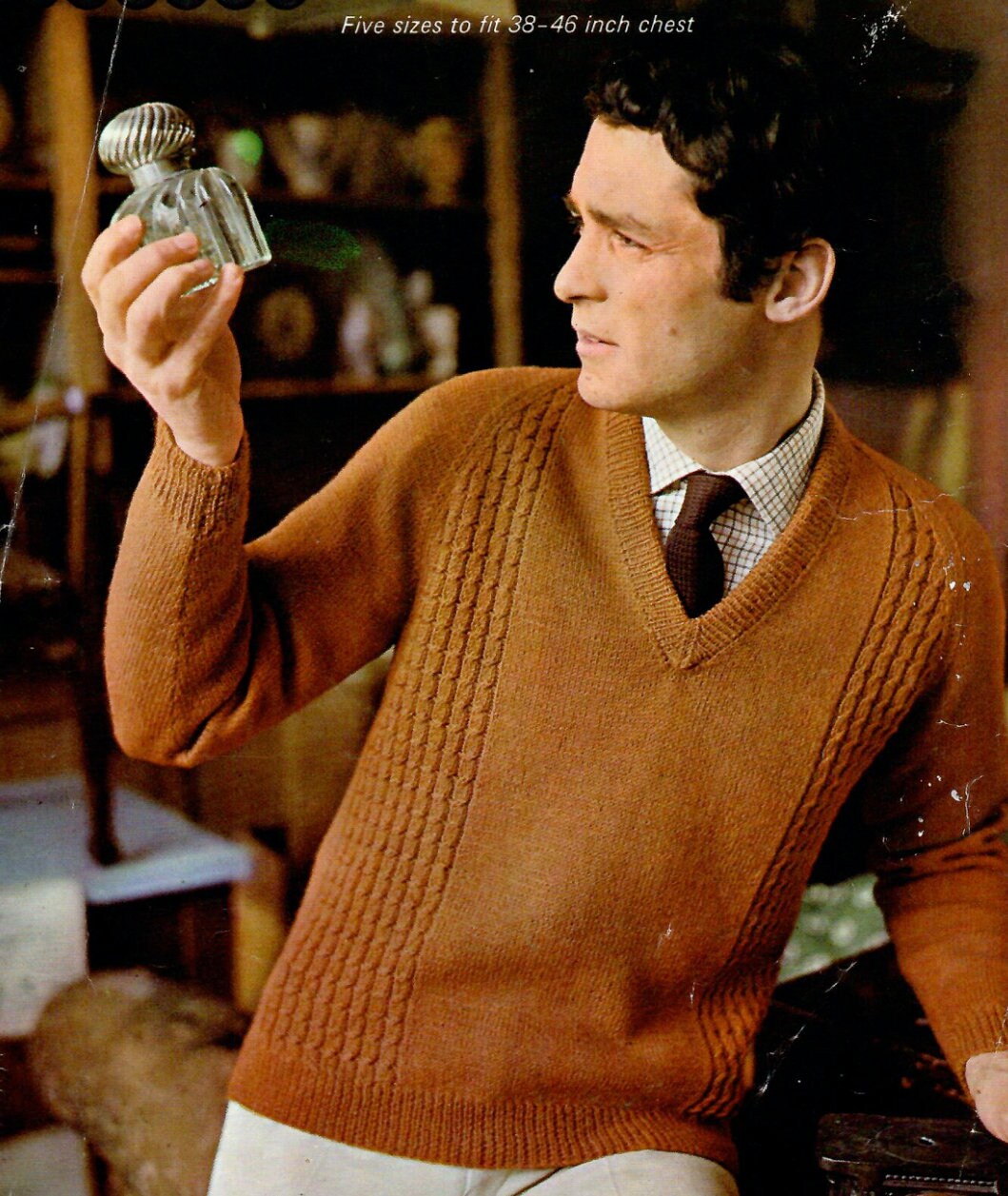 Men 4 Ply Classic V Neck Sweater Vintage Knitting Pattern
