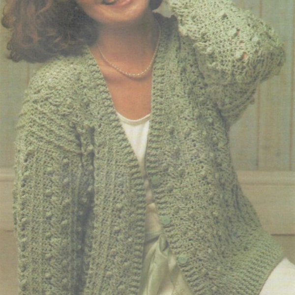 Ladies Crochet Cardigan DK Vintage Crochet Pattern PDF Instant Download