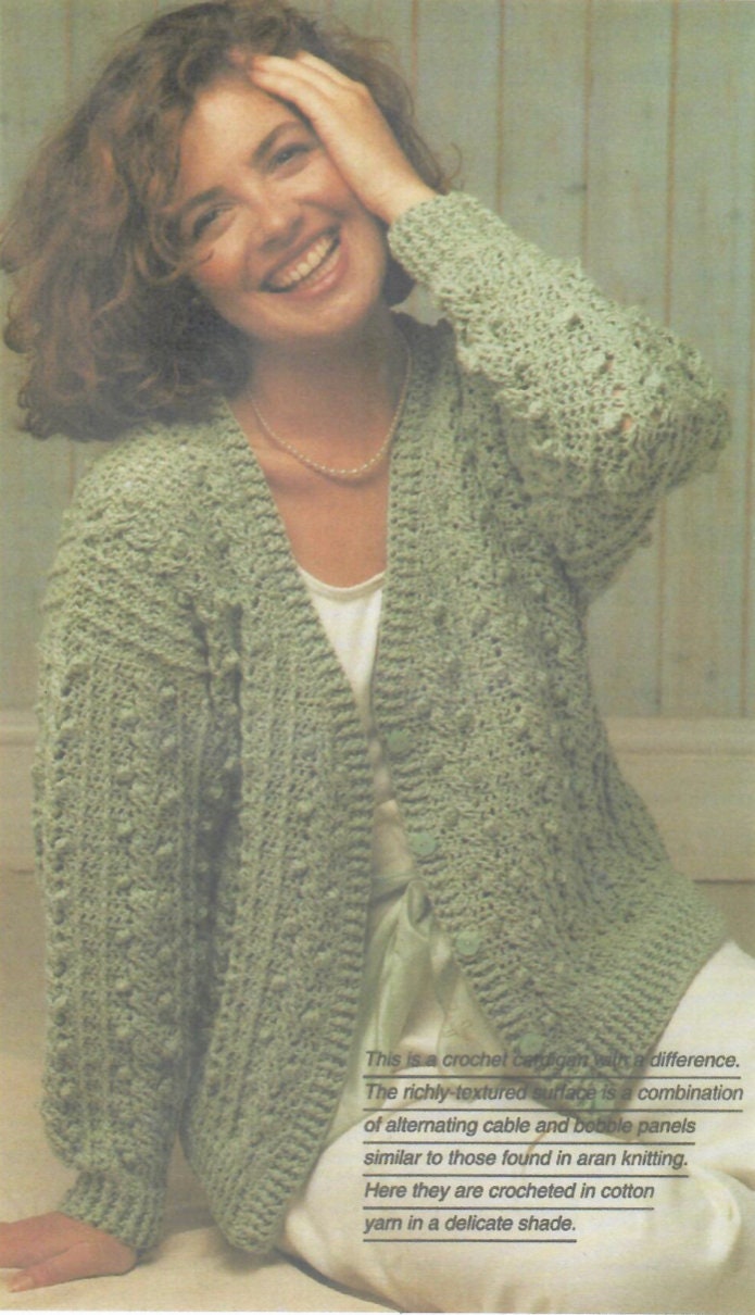 Ladies Crochet Cardigan DK Vintage Crochet Pattern PDF Instant Download ...