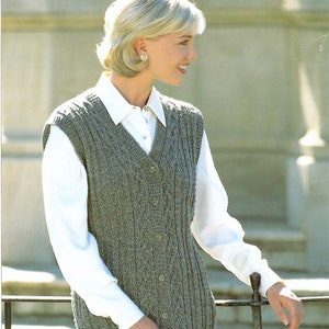 Ladies Women Waistcoat DK Country Style Vintage Knitting Pattern PDF Instant Download to fit 76-112cm 30-44&quot; English Only
