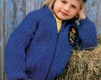 Children Zip up Jacket Cardigan Knitting Pattern PDF Instant Digital Download 61-81cm 24-32 inch English Only