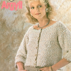 Ladies Women Argyll Thonged Jacket Knitting Pattern PDF Instant Download to fit 81-97cm 32-38inch English Only
