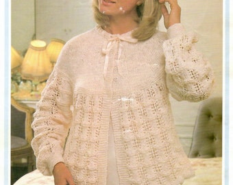 Giacca da letto da donna DK Vintage Knitting Pattern PDF Download immediato per adattarsi alle taglie del busto 81-107 cm 32-42" Solo in inglese