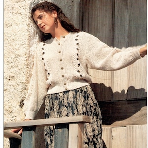 Ladies Cardigan Cotton Crepe DK 28-40in / 71-102cm Vintage Knitting Pattern PDF Instant Download English Only