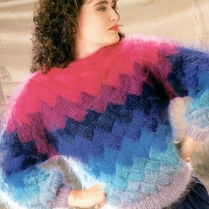 Damestrui en slipover mohair vintage breipatroon pdf direct downloaden voor buste 35-40-45&quot;/89-102-114 cm Alleen Engels