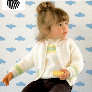 Babies DK Jumper and Cardigan Vintage Knitting Pattern PDF Instant Download 46-51-56cm 18-20-22in English Only