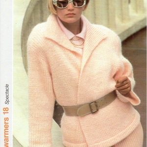 Dames Dames Winterjas Rib Stitch Vintage Breipatroon PDF Instant Download om te passen 76-81 (86-91:97-102) cm buste losjes passend