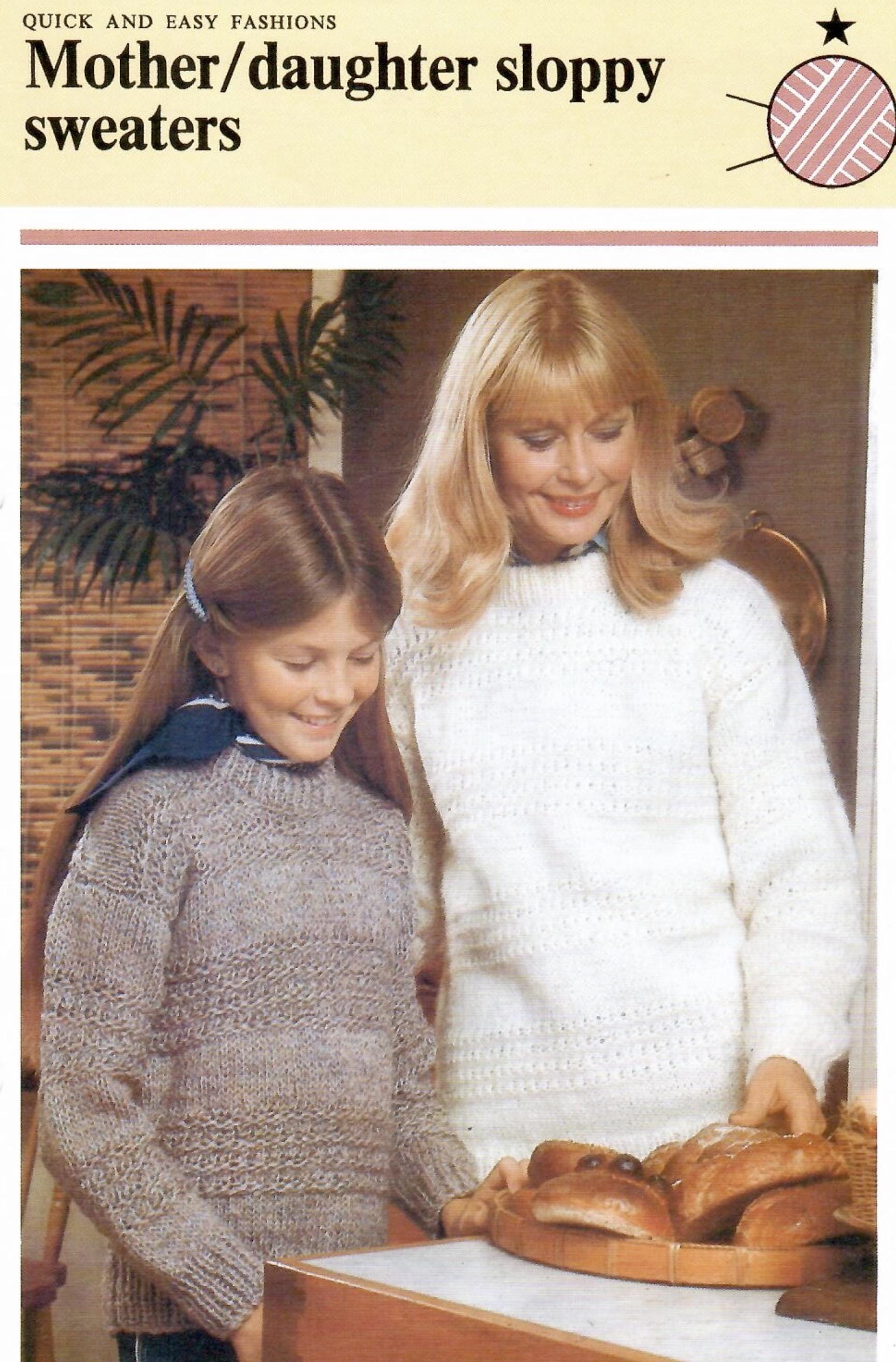 Vintage Knitting Pattern Women Girls Sloppy Sweaters (PDF Download