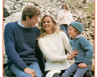 Rodzinne rękawiczki Guernsey Hat Mitts Extra Warm DK Wzór do robienia na drutach PDF Natychmiastowe pobranie, aby dopasować do rozmiarów 24-46" 61-117 cm Tylko po angielsku