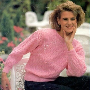Ladies Women DK Jumper Sweater Knitting Pattern Digital PDF Instant Download to fit bust 76-102cm 30-40in English Only