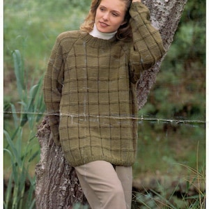 Ladies Women DK Country Style Sweater Vintage Knitting Pattern PDF Instant Download to fit 76-112cm 30-44&quot; English Only
