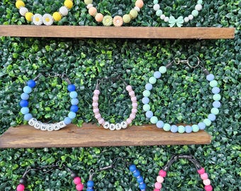 Personalized Silicone Bead Dog Collar: Custom Name, Matching Bracelet