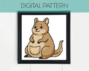 Padrão de Ponto Cruz de Canguru: Arte Pixel Divertida (Padrão em PDF)