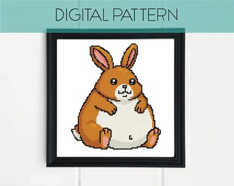Padrão de ponto cruz de coelho: Pixel Art de coelho engraçado (padrão em PDF)