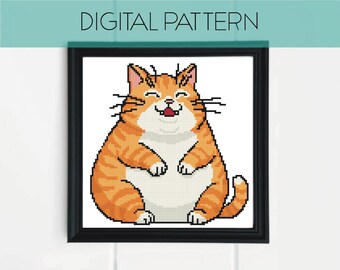 Padrão de ponto cruz de gato: Pixel Art de gatinho engraçado (padrão em PDF)