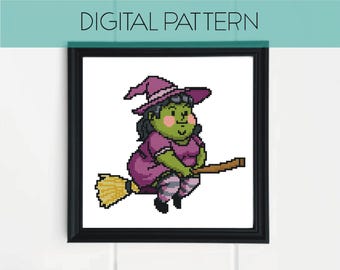 Padrão de ponto cruz de bruxa: pixel art de criatura mitológica (padrão em PDF)