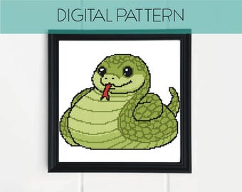 Padrão de ponto cruz de cobra: decoração assustadora em pixel art para casa (padrão em PDF)