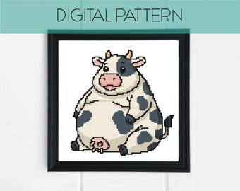 Padrão de ponto cruz de vaca: pixel art divertido (padrão em PDF)