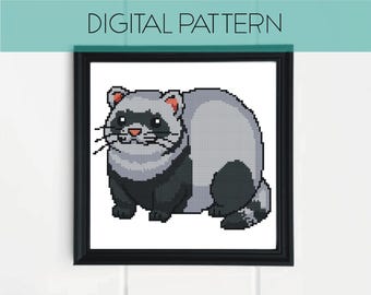 Padrão de ponto cruz de furão: Pixel Art divertido (download em PDF)