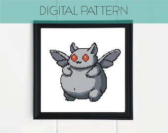 Mothman Cross Stitch Pattern: Funny Cryptid Pixel Art (PDF Pattern)