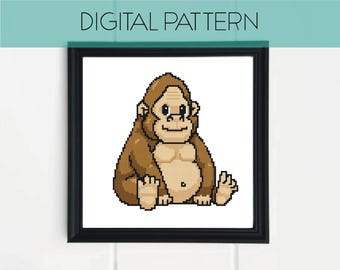 Bigfoot Cross Stitch Pattern: Funny Cryptid Pixel Art (PDF Pattern)