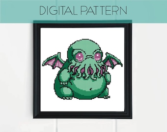 Padrão de ponto cruz Chthulhu Cryptid: Pixel Art divertido (padrão em PDF)