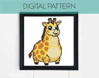 Padrão de ponto cruz de girafa: pixel art de animais selvagens (padrão em PDF)