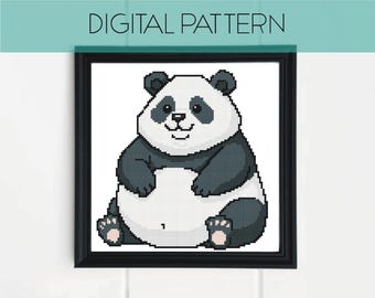 Padrão de ponto cruz do urso panda: pixel art divertido (padrão em PDF)