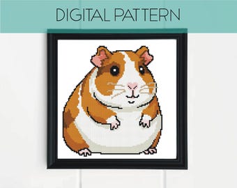 Padrão de Ponto Cruz de Porquinho-da-Índia, Arte Pixel Divertida de Animal de Estimação (Padrão em PDF)