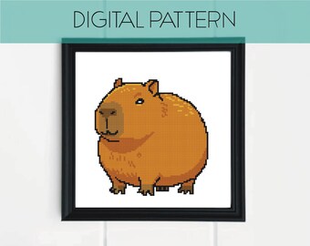 Padrão de ponto cruz de capivara: pixel art de animais selvagens engraçados (padrão em PDF)