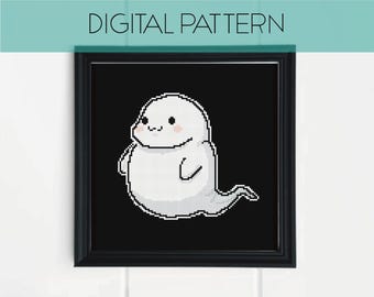 Padrão de ponto cruz de fantasma engraçado: Pixel Art mitológico (padrão em PDF)