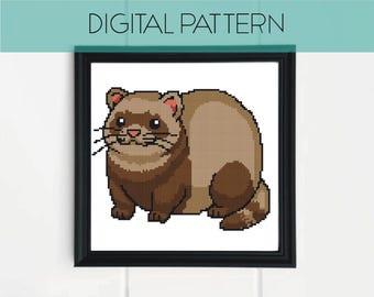 Padrão de ponto cruz de furão: Pixel Art divertido (download em PDF)