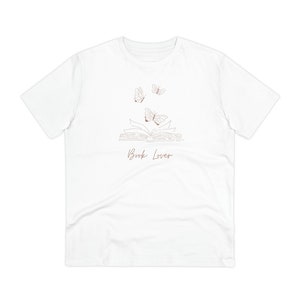 Book Lover, a unique custom made organic unisex Tee, cool streetwear for skate, yoga, mindfulness, mindful T-shirt for body and soul. zdjęcie 2