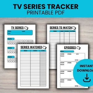 TV show tracker, printable, TV series planner, tv show journal, tv watchlist, A4 letter