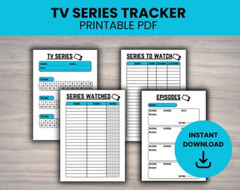TV show tracker, printable, TV series planner, tv show journal, tv watchlist, A4 letter